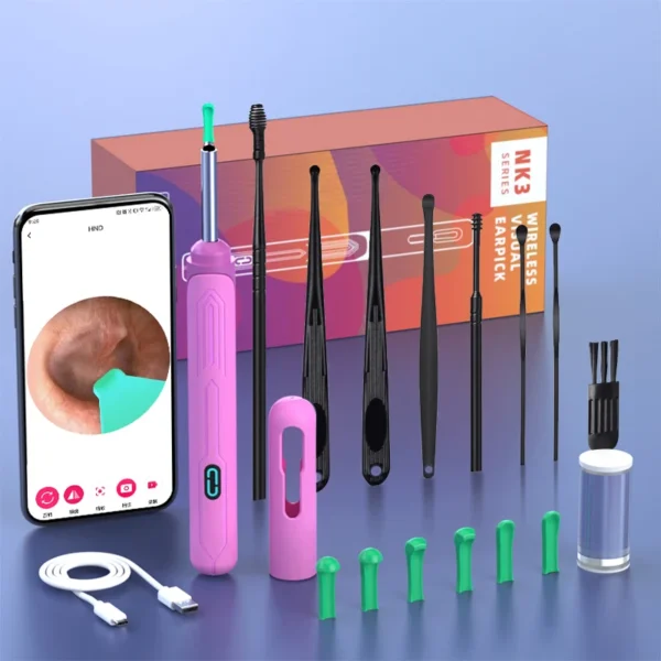 Ear Cleaner with Camera Set HD Ear Sticks Otoscope USB C Charging Endoscope Wax Removal Tool Earpick Ear Cleaning Set NK3 Pro - Image 8