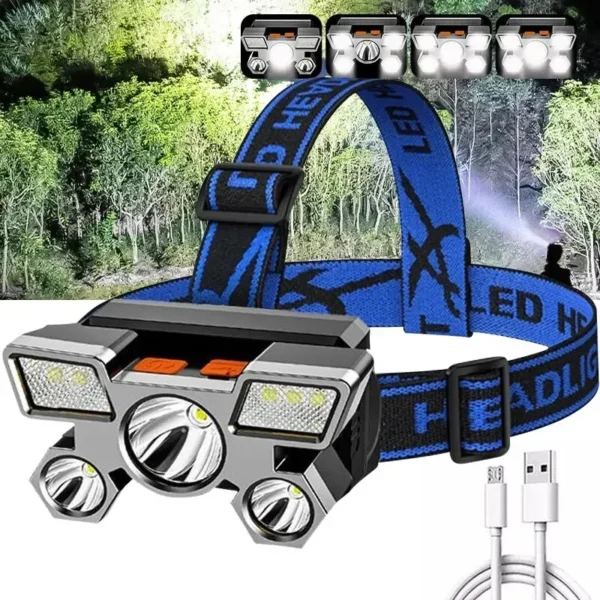 Flashlight on the Forehead Powerful Headlamp Led Rechargeable Mining Lamp High Power Led Flashlights Hiking For Fishing Portable - Image 2