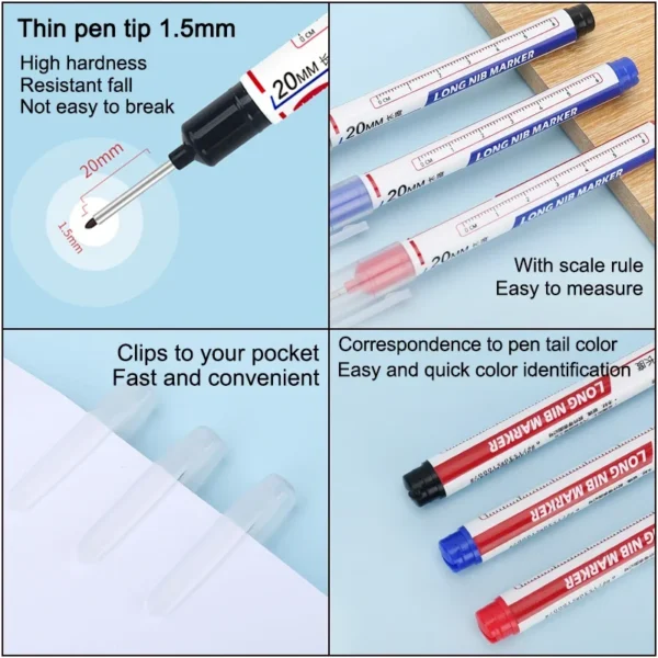 8Pcs/Set 20mm Deep Hole Long Nib Head Markers For Metal Perforating Pen Waterproof Bathroom Woodworking Decoration Multi-Purpose - Image 3