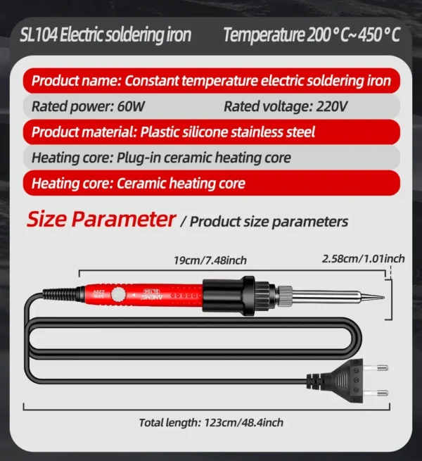 ANENG SL104/SL105 Electric Soldering Iron Professional Digital Display Adjustable Temperature Portable Kit Welding Solder Repair - Image 10
