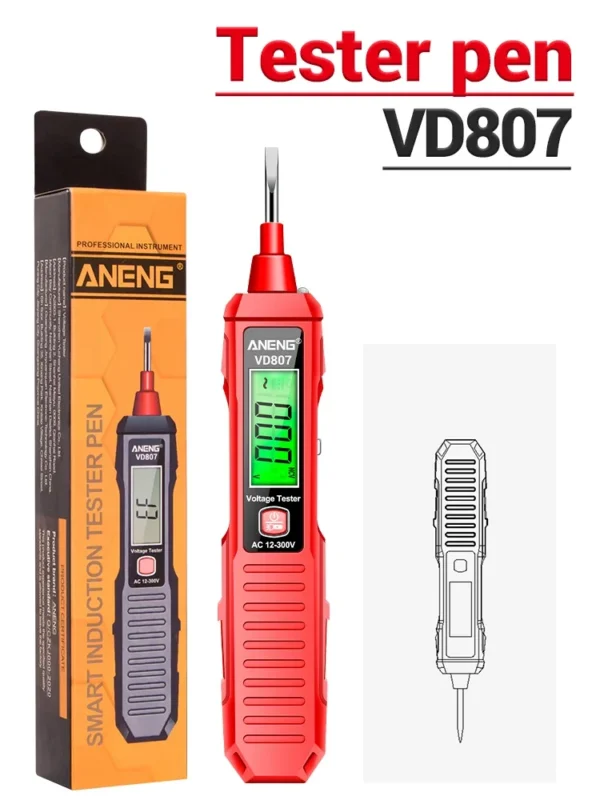 ANENG VD807 One-word Induction Portable 50/60Hz Smart Electric Pen Tester NCV Sensor AC 12-300V Non-contact Wire Detector Tools - Image 8