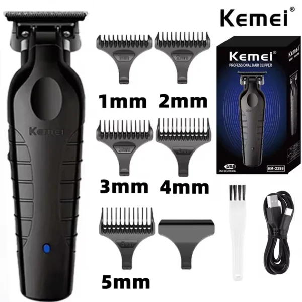 Kemei 2299 Barber Cordless Hair Trimmer 0mm Zero Gapped Carving Clipper Detailer Professional Electric Finish Cutting Machine - Image 9