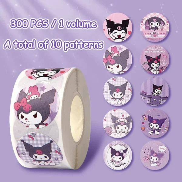 300Pcs/roll Sanrio Sticker Cartoon Kids Student Handbooks Kuromi Melody Reward Stickers Gift Girl Boy Decoration Decals Toys - Image 6