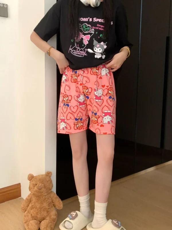 New KT Pajama Pants Woman Kawaii Home Shorts Summer Anime Loose Elastic Waist Girls Sleeping Homewear Soft Fashion Pant Gifts - Image 8
