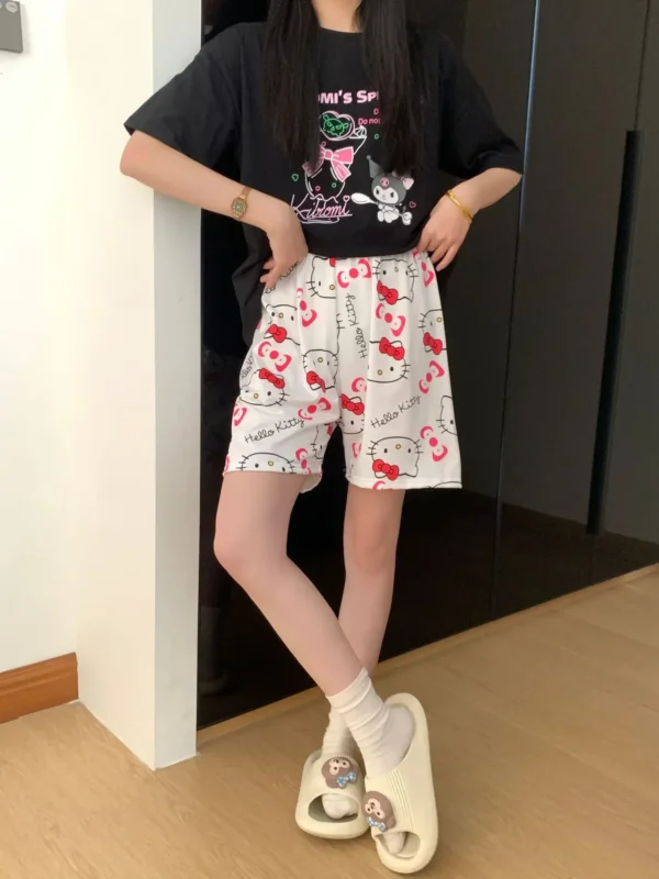 New KT Pajama Pants Woman Kawaii Home Shorts Summer Anime Loose Elastic Waist Girls Sleeping Homewear Soft Fashion Pant Gifts - Image 9
