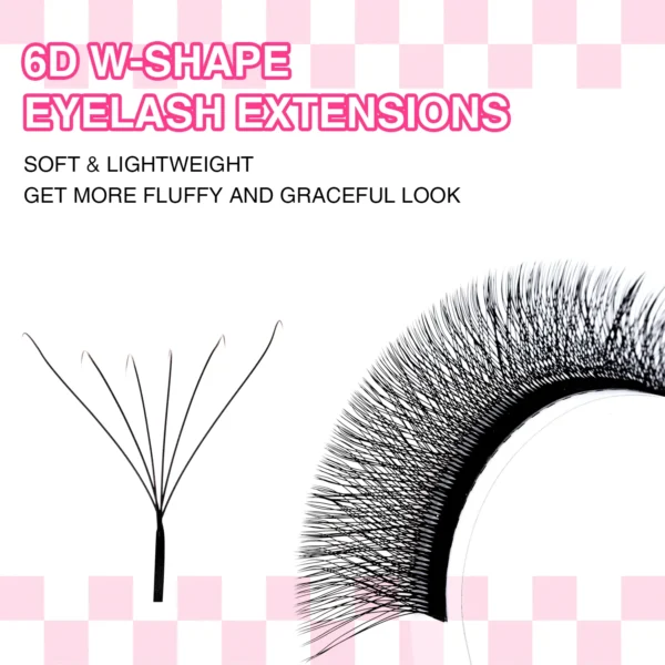 TDANCE 3D 4D 5D 6D Premade Fans Eyelash Extension W Style Faux Mink Natural Soft Bloom Lash Automatic Flowering Volume Eyelashes - Image 4