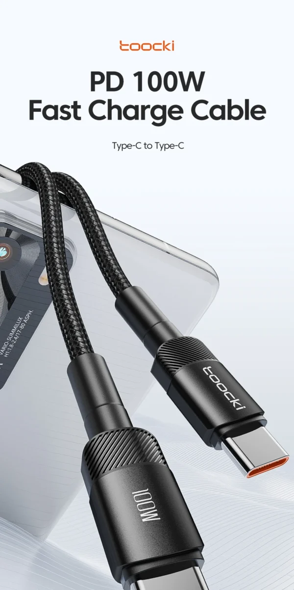 Toocki 100W Type C to USB C Cable PD 3.0 Quick Charge 4.0 Fast Charging Type C to Type C for iPhone 15 Macbook Samsung Xiaomi - Image 15
