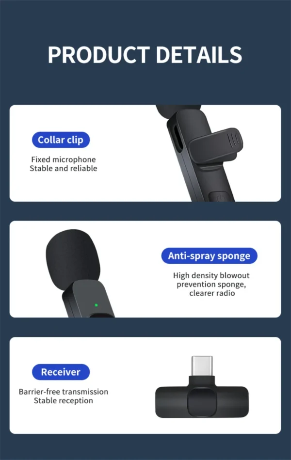 K9 Bluetooth wireless microphone portable, audio, video, static, suitable for iPhone outdoor live streaming gaming phone Type-c - Image 27