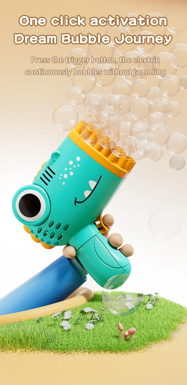 40 Holes Dinosaur Bubble Gun Handheld Fully Automatic Bubble Machine Without Battery And Bubble Water For Kids Gift - Image 11