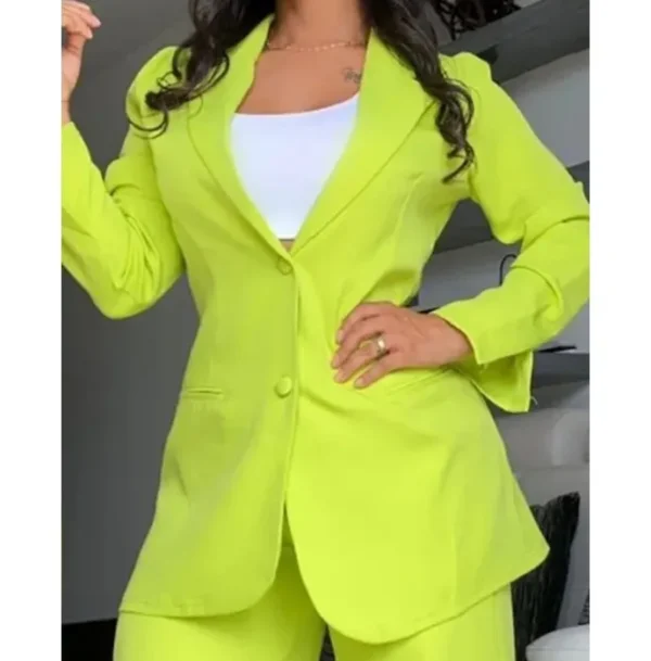 Elegant Autumn Women's Blazer and Pants Two Piece Set Female Outifits Fashion Notched Collar Coat & Pocket Design Trouser Suit - Image 21