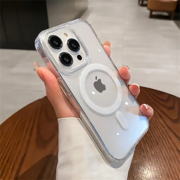 Transparent Magsafe Magnetic Case For iPhone 16 15 12 11 14 13 Pro Max Mini Plus Silicone Acrylic For Magsafe Cover Back Case - Image 2