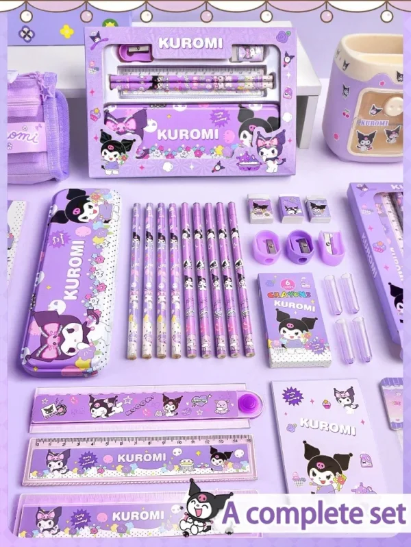 Sanrio 12PCS Kuromi Stationery Set Cinnamoroll My Melody Pencils Erasers Rulers Student School Supplies Study Stationery Gifts - Image 2