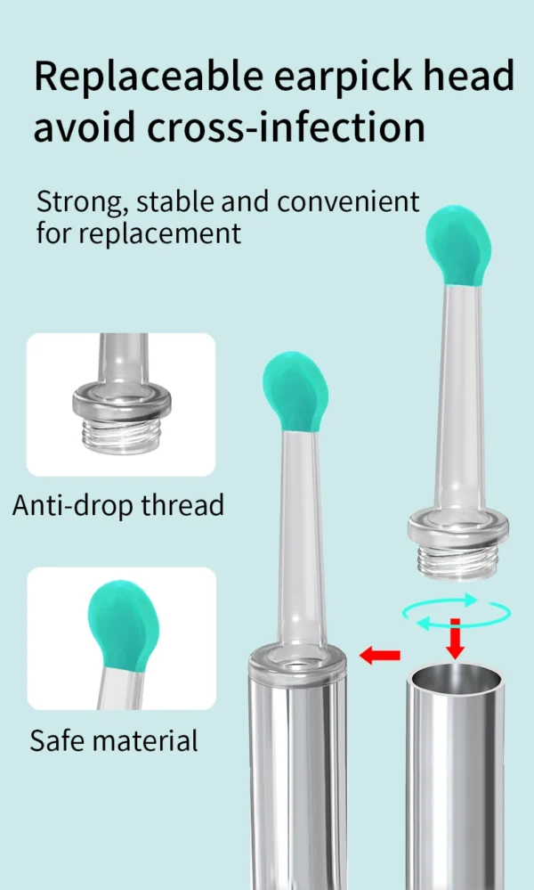 Smart Visual Ear Cleaner with Camera 1296P Ear Sticks USB C Charging Ear Wax Removal Tool WIFI Connection 6 LED Lights Earpick - Image 20
