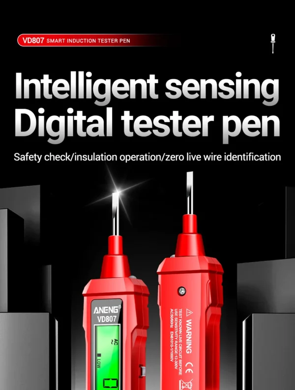 ANENG VD807 One-word Induction Portable 50/60Hz Smart Electric Pen Tester NCV Sensor AC 12-300V Non-contact Wire Detector Tools - Image 10