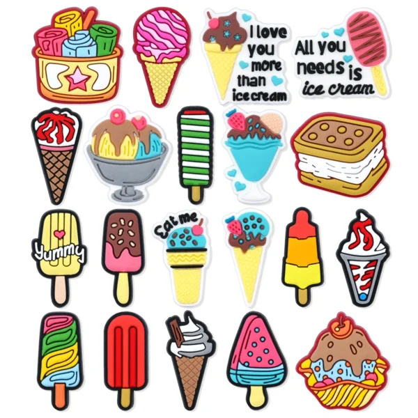 Hot Toys Icecream Interesting Monster Shoes Charm Decorations Cute Cartoon PVC Decorations Detachable Waterproof For Party Gifts - Image 2