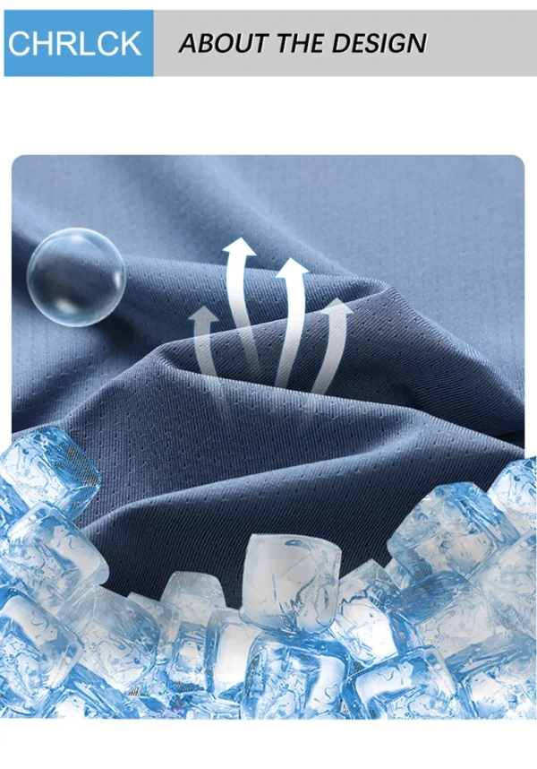 CHRLCK Men's Running Quick Drying T-shirts Breathable Hiking Fishing Tees Soft Elasticity Outdoor Sports Short Shirt Summer - Image 14