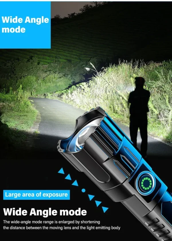 High Strong Power Led Flashlights 2000LM Tactical Torch with Display Light USB Charging Camping Fishing Emergency Zoom Lantern - Image 14