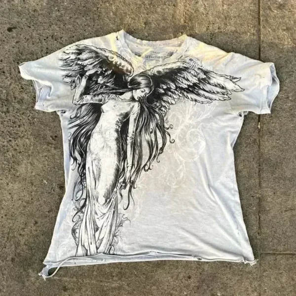 American street new fashion xzavier double-sided oversized printed cotton top personalized hip-hop Harajuku retro clothing - Image 17