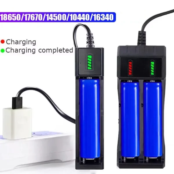 18650 Battery Charger 1/2/4 Slots Dual 18650 Charging 3.7V  Rechargeable Lithium Battery USB Charger For 16340 14500 18650 - Image 4