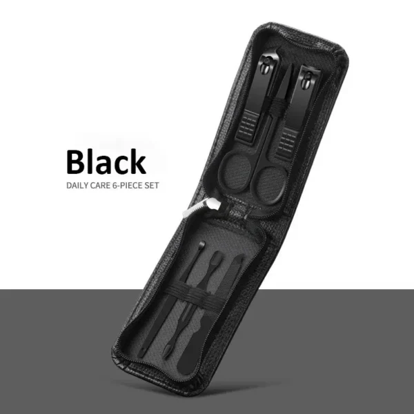 Ouriner 6-18Pcs Portable Manicure Sets Pedicure Kits Bright Black Nail Clipper Set Personal Care Tools Eyebrow Scissors - Image 15