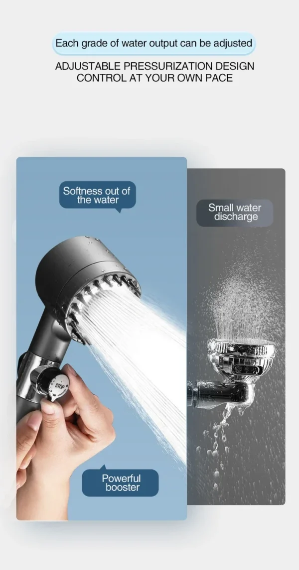 High Pressurized Filter Shower Head 3-mode Adjustable Spray with Massage Brush Rain Faucet Bathroom Accessories - Image 11