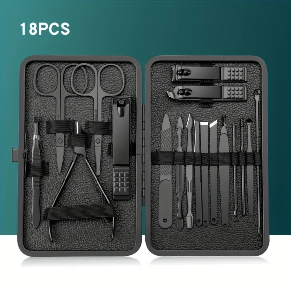 7/10/12/18/20/24PCS Set Professional Manicure Set Kits Stainless Steel Fingernail Toenail Clippers Set with Leather Portable - Image 12