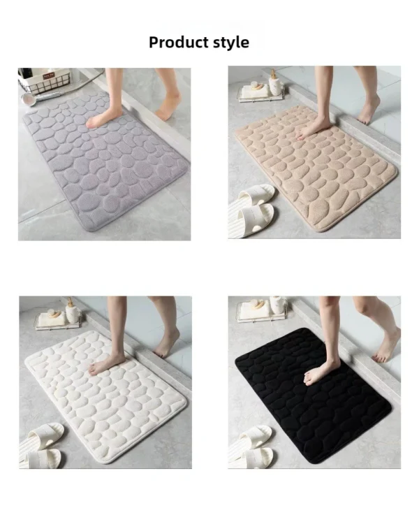 1pc Memory Foam Embossed Velvet Carpet Bathroom Living Room Non-Slip Mat Cobblestone Floor Mat Home Furnishings - Image 13