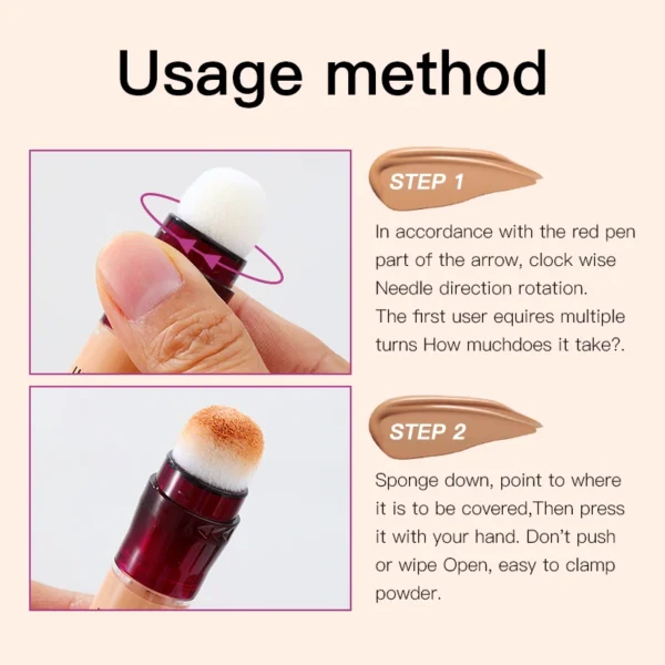 New Sponge Head Concealer for Dark Circles Freckles Acne Pigmentation and Blemishes Long Lasting Moisturizing Liquid Foundation - Image 2