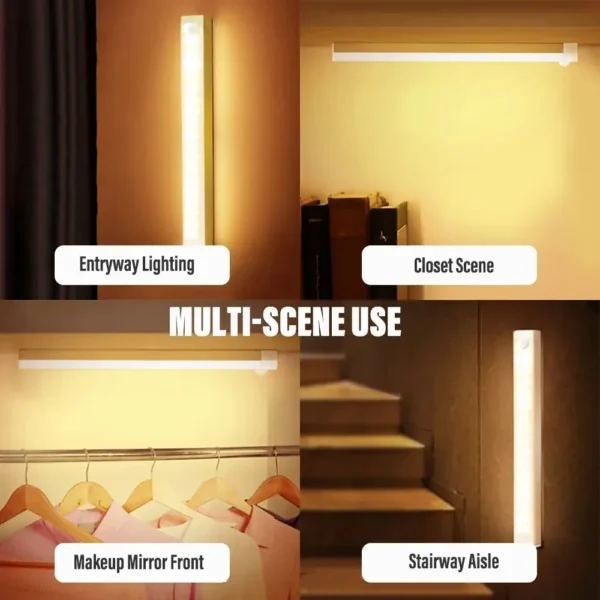 LED Motion Sensor Light Wireless LED Night Light Type C Rechargeable Light Cabinet Wardrobe Lamp Staircase Backlight For Kitchen - Image 5