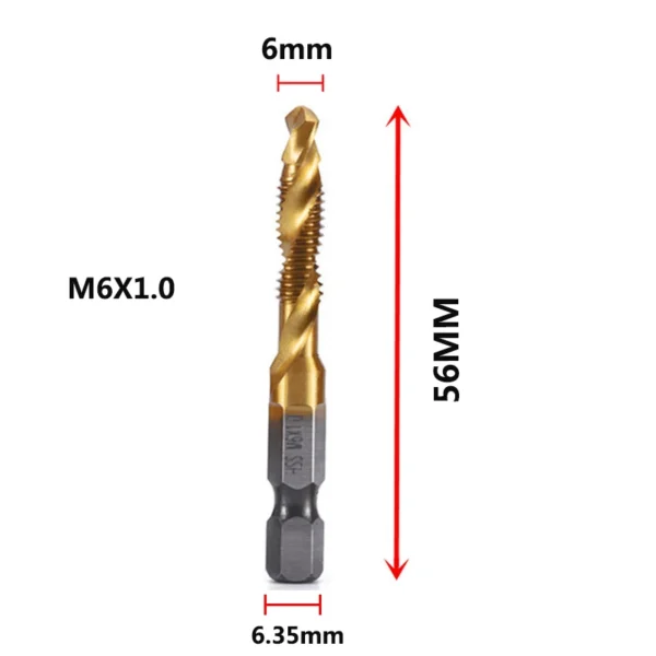Hex Shank Titanium Plated HSS Screw Thread Metric Tap Drill Bits Screw Machine Compound Tap M3 M4 M5 M6 M8 M10 Hand Tools - Image 11