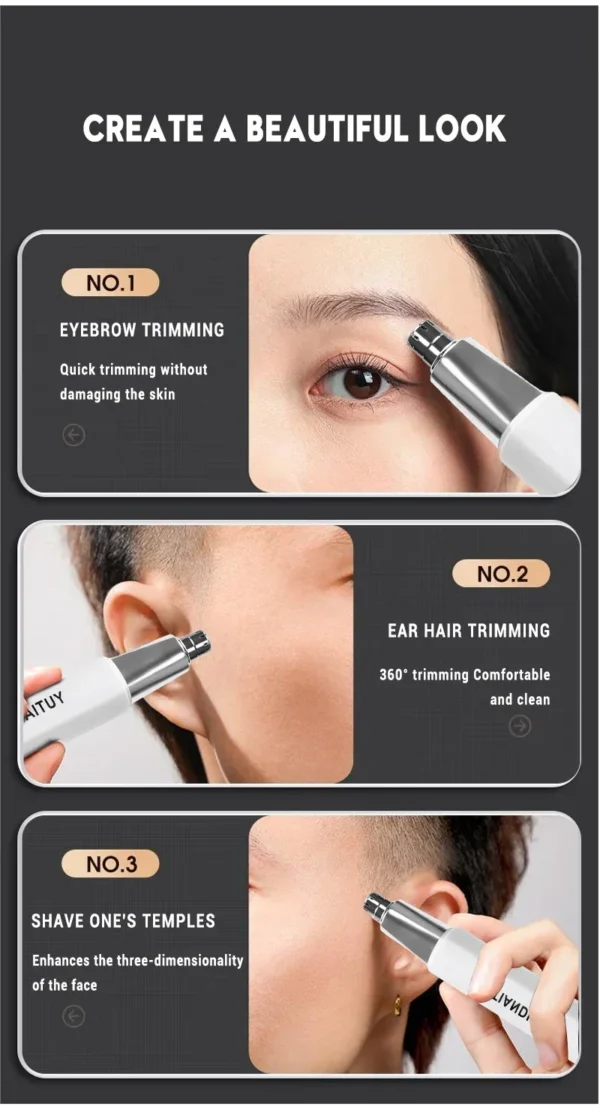 2 In 1 Electric Portable Ear And Nose Hair Trimmer Clipper 2024 Professional Painless Portable Eyebrow For Men - Image 34