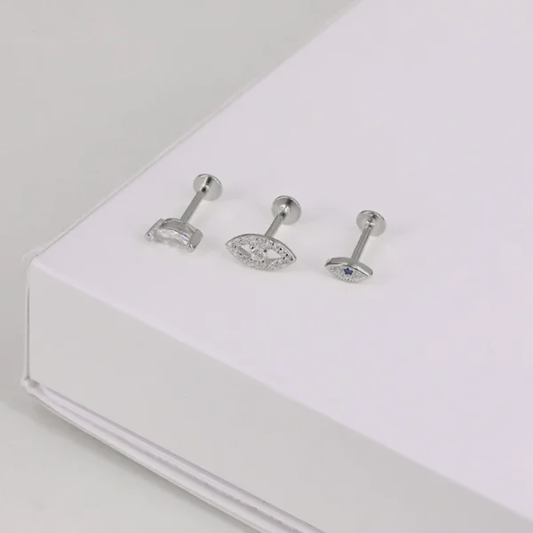 Aide 925 Sterling Silver 1PC Flat End Piercing Jewelry For Women Zircon Evil Eye Lightning Sphere Stud Earrings Labret Lip Ring - Image 41