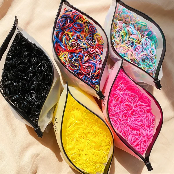 500/1000/2000pcs Girls Colourful Disposable Rubber Band Hair Ties Headband Children Ponytail Holder Bands Kids Hair Accessories - Image 33