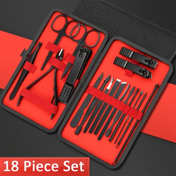 7/10/12/18/20/24PCS Set Professional Manicure Set Kits Stainless Steel Fingernail Toenail Clippers Set with Leather Portable - Image 13