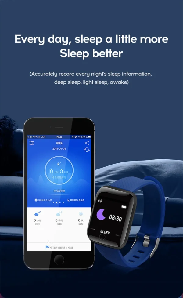 Smart Watch Sport Fitness Bracelet Control Music Message Display Pedometer Bluetooth Connect Smartwatch 116 Alarm Clock Weather - Image 25