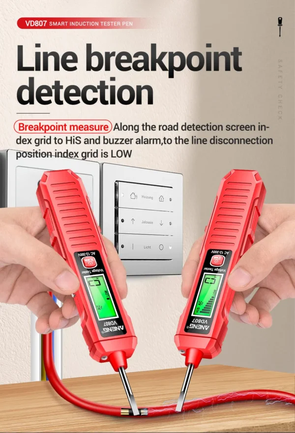ANENG VD807 One-word Induction Portable 50/60Hz Smart Electric Pen Tester NCV Sensor AC 12-300V Non-contact Wire Detector Tools - Image 18
