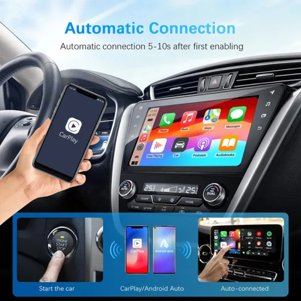 2in1 Wired to Wireless CarPlay Android Auto Adapter for OEM Car Stereo With USB Plug and Play - Image 5