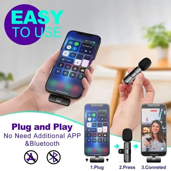 K9 Bluetooth wireless microphone portable, audio, video, static, suitable for iPhone outdoor live streaming gaming phone Type-c - Image 4