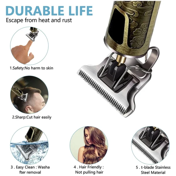 T9 LCD Electric Hairdresser Oil Shaving Head Electric Pusher Carving Electric Pusher Clipper Hair Precision Trimmer for Men Care - Image 3