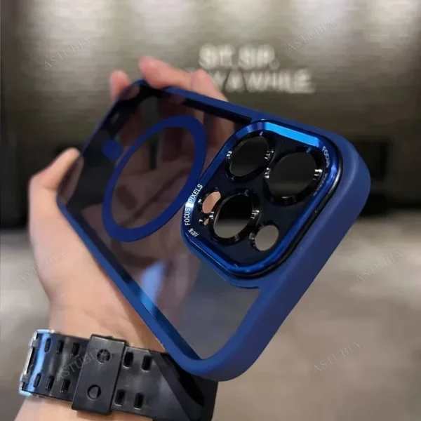 Luxury Magnetic Metal Lens Bumper Protection Case For iPhone 16 15 14 13 12 11 Pro Max 16 Plus Wireless Charge Hard Clear Cover - Image 9