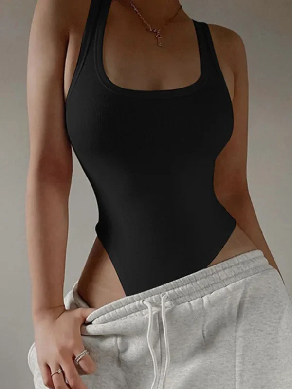 Sleeveless Knit Bodysuit Hot Summer Sexy Bodycon Off Shoulder Halter Tops Casual Street Bodice For Women ClubWear - Image 4