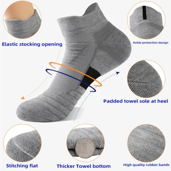 1/3 Pairs Anti-slip Football Socks Men Cotton Sock Short Long Tube Soccer Basketball Sport Socks Breathable Deodorous Sock 39-45 - Image 3