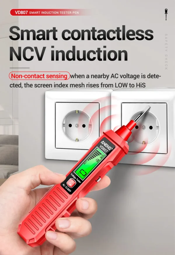 ANENG VD807 One-word Induction Portable 50/60Hz Smart Electric Pen Tester NCV Sensor AC 12-300V Non-contact Wire Detector Tools - Image 17