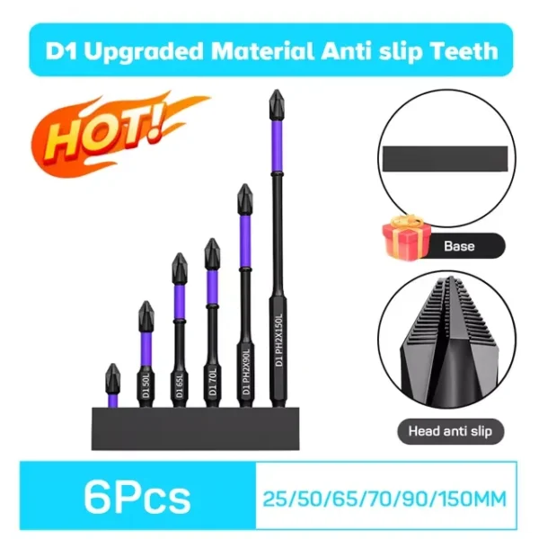 6/12 Pcs Magnetic Screwdriver Bits Non-slip Shockproof Phillips Impact Bits Hex Shank Alloy Steel Bits Suitable for Power Tools - Image 8