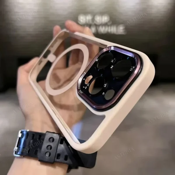 Luxury Magnetic Metal Lens Bumper Protection Case For iPhone 16 15 14 13 12 11 Pro Max 16 Plus Wireless Charge Hard Clear Cover - Image 7