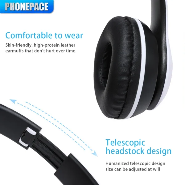 Stereo P47 Headset 5.0 Bluetooth Headset Folding Series Wireless Sports Game Headset for iPhone XiaoMi - Image 12