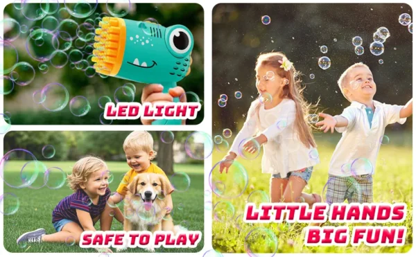 40 Hole Dinosaur Bubble Gun Handheld Bubble Machine, Electric Bubble Gun Outdoor Party Games Novel Toy(without Bubble Water) - Image 11
