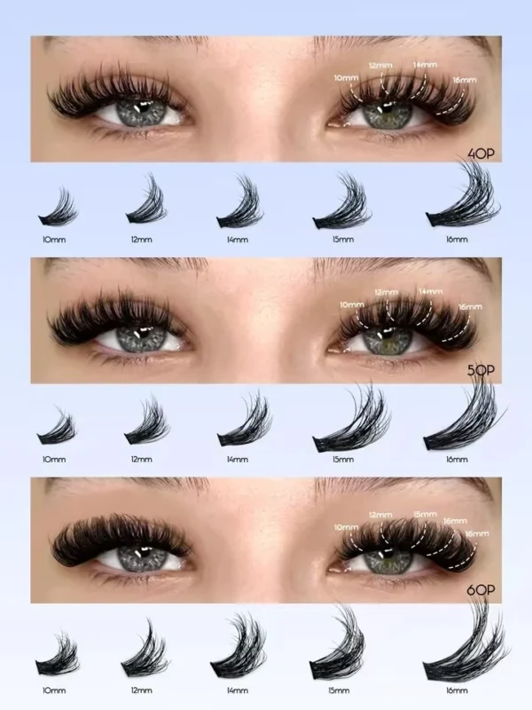 DIY Segmented False Eyelash Set Large Capacity Cluster Eyelash Book With Glue,Remove GLue,Twezeer,Brush,Festival gift - Image 12