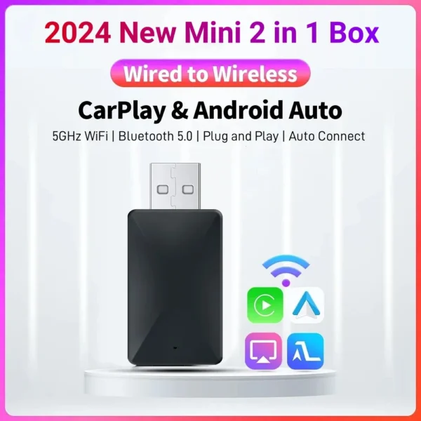 Wireless Carplay Adapter Android Auto Wireless Smart Dongle 2in1 For Volvo Benz Audi Kia Hyundai VW Mazda Cadillac MG Peugeot - Image 2