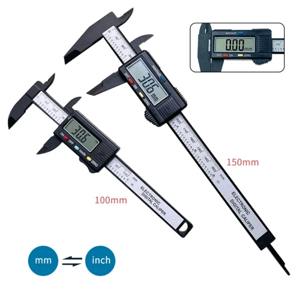 150mm 100mm Electronic Digital Caliper Carbon Fiber Dial Vernier Caliper Gauge Micrometer Measuring Tool Digital Ruler - Image 11